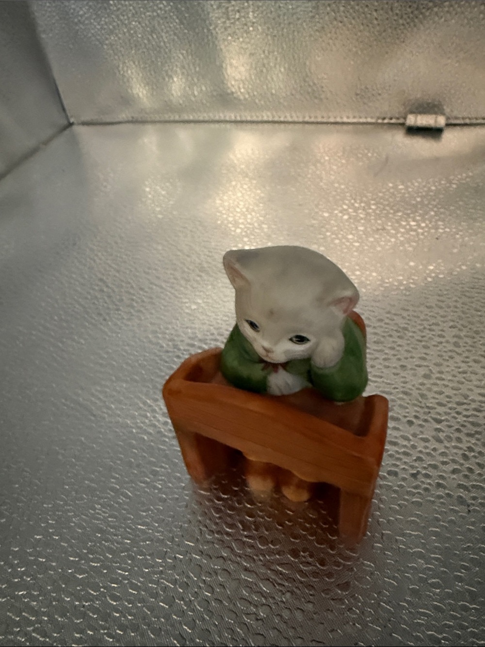 Vintage Kitty Cucumber Porcelain Cat at School called “ Little Learner”